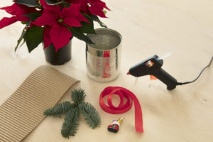 Enkel blomsterpotte til jul
